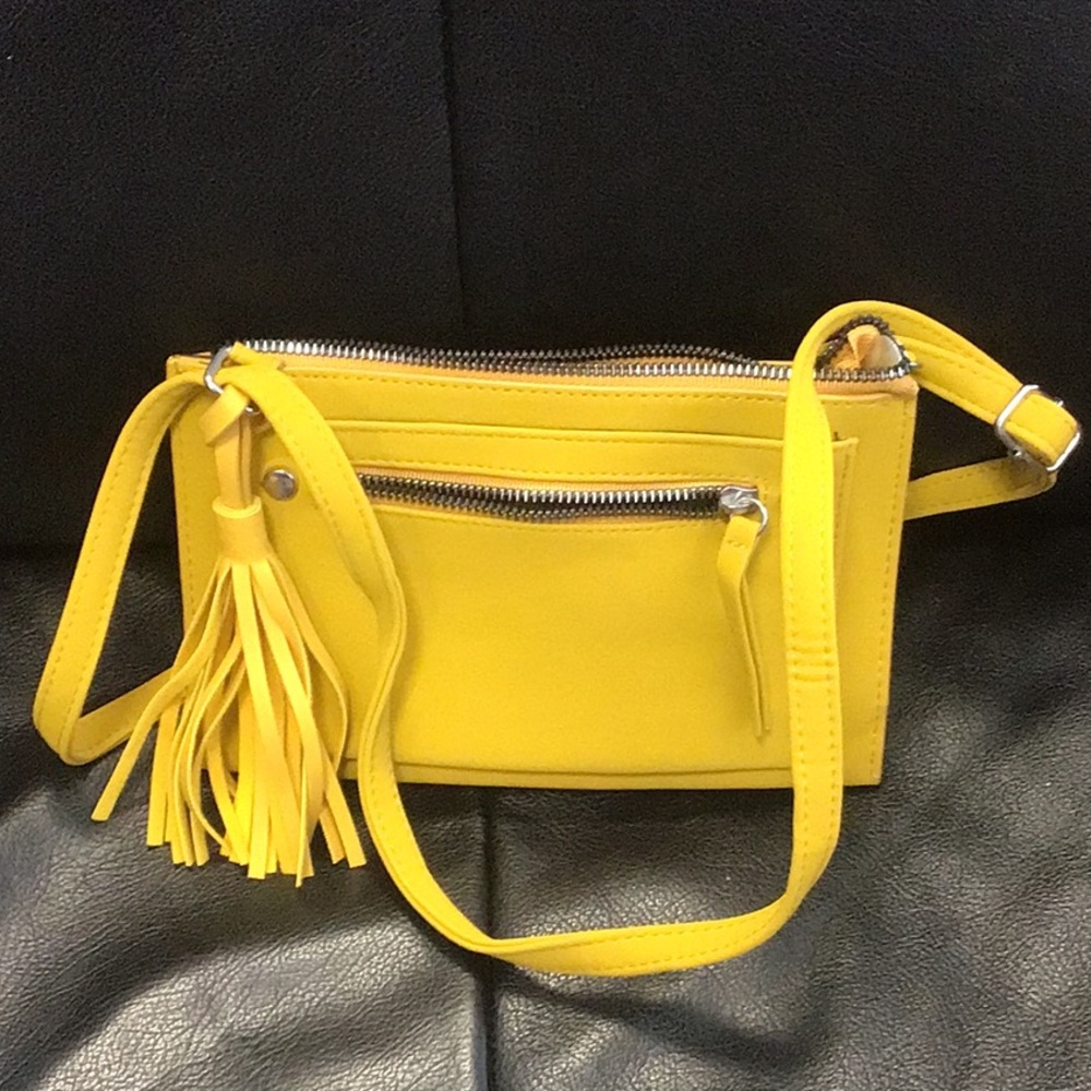 Source Unknown Vibrant Yellow Crossbody Bag with Tassel